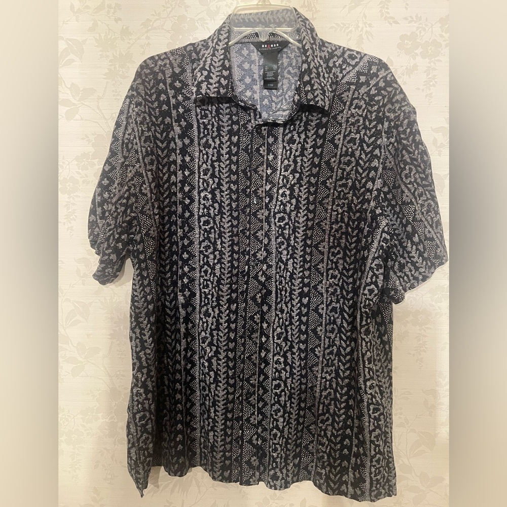 Vtg Axcess Geometric Pattern Button Down - image 1